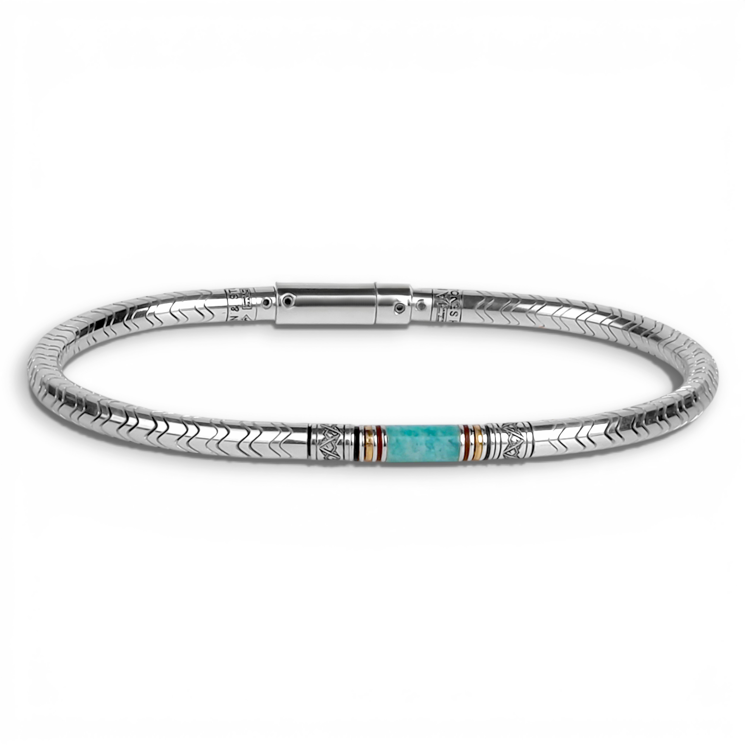 Bracelet homme en argent et amazonite