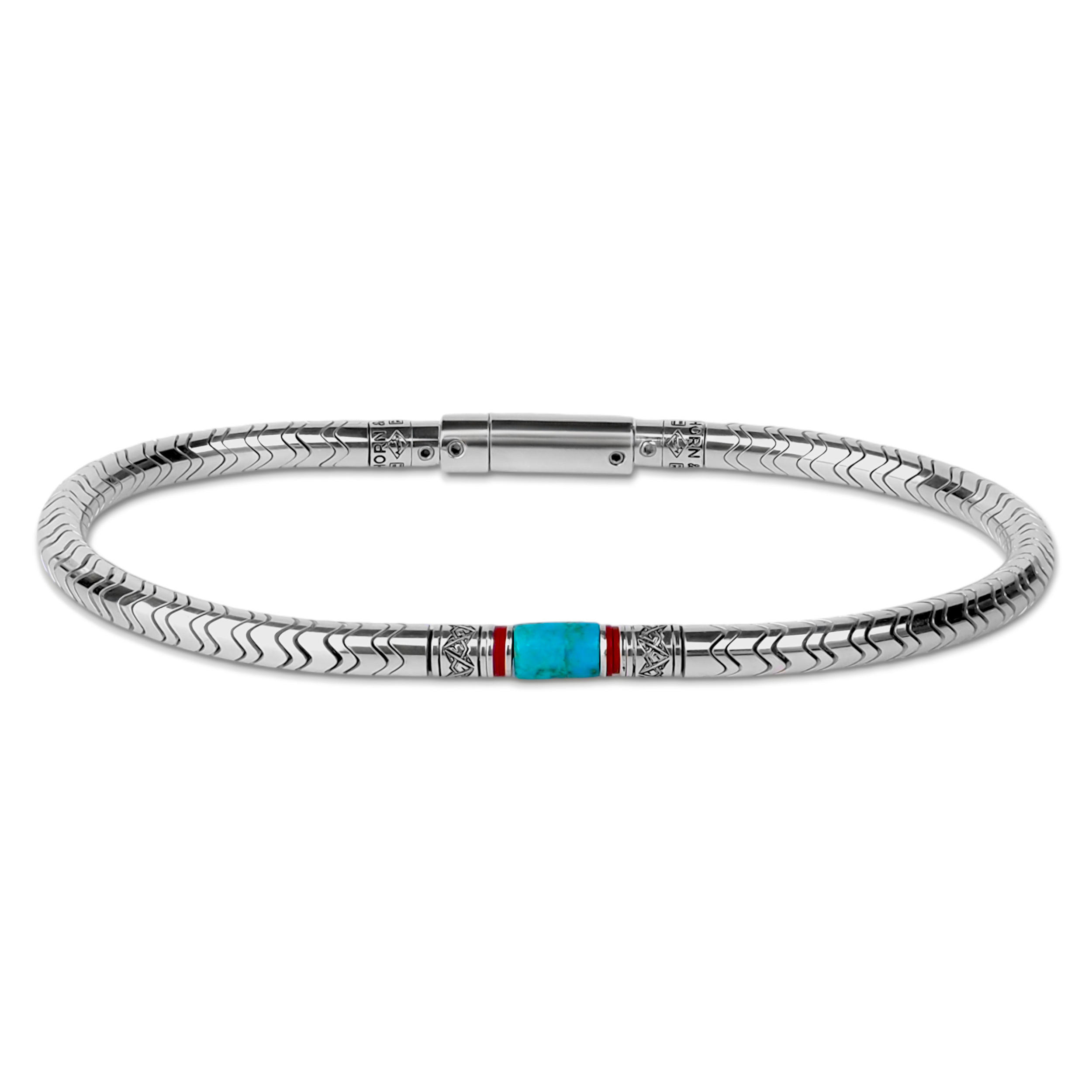 Bracelet homme en argent et turquoise