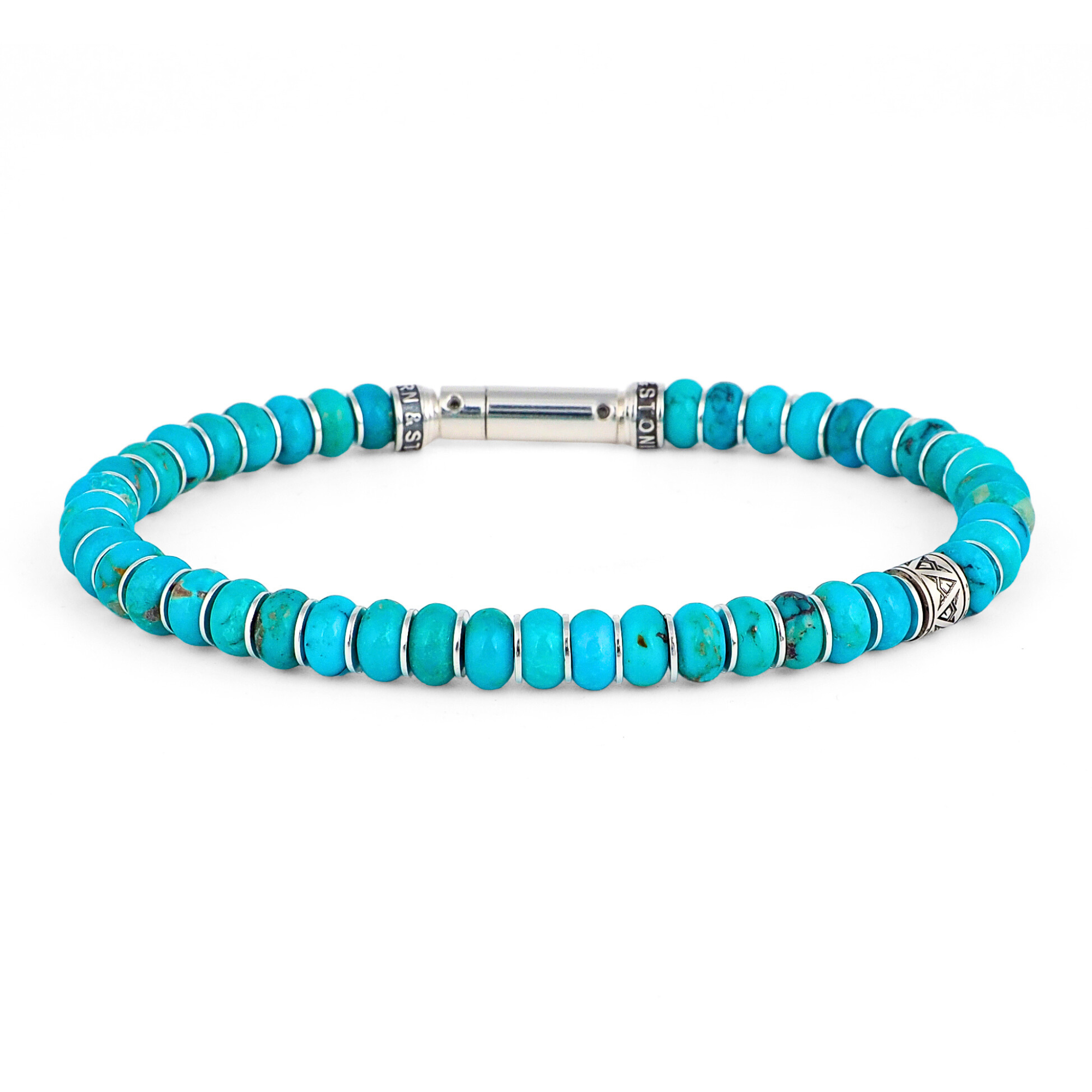 bracelet homme argent et turquoise