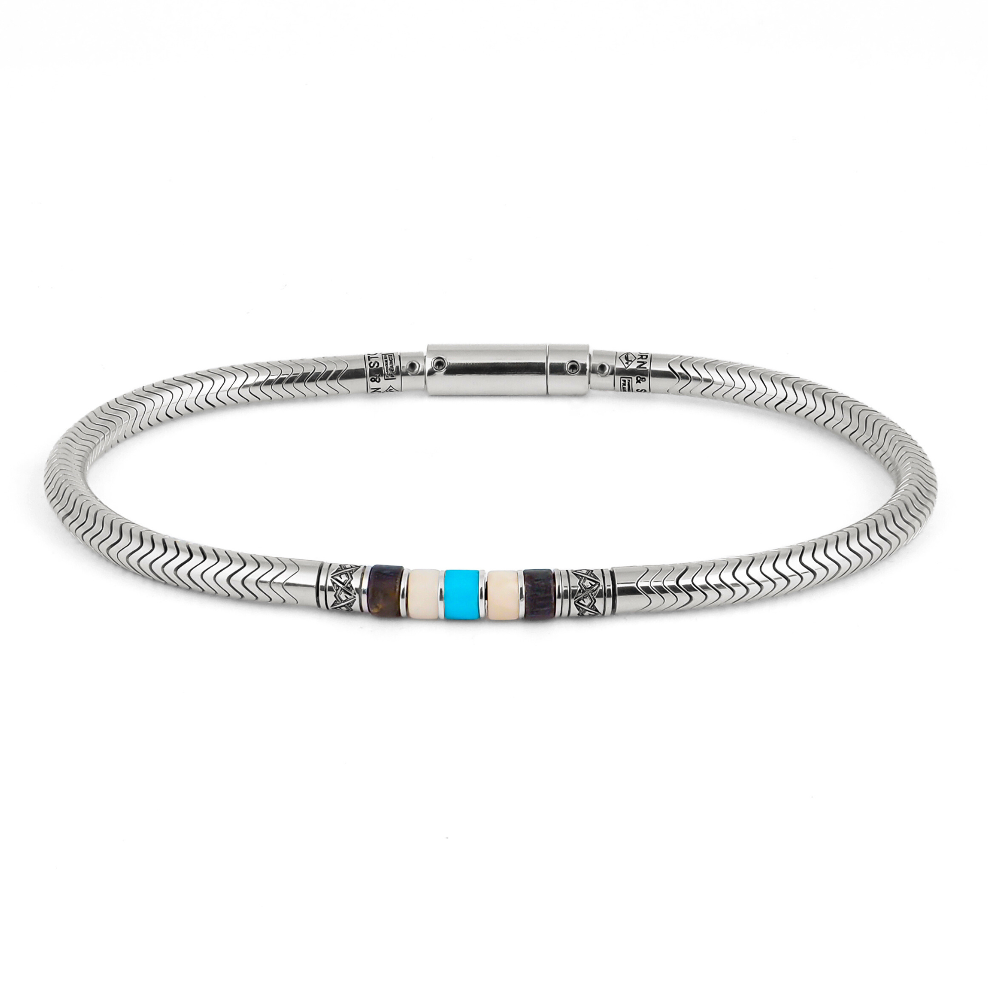 bracelet homme argent et turquoise