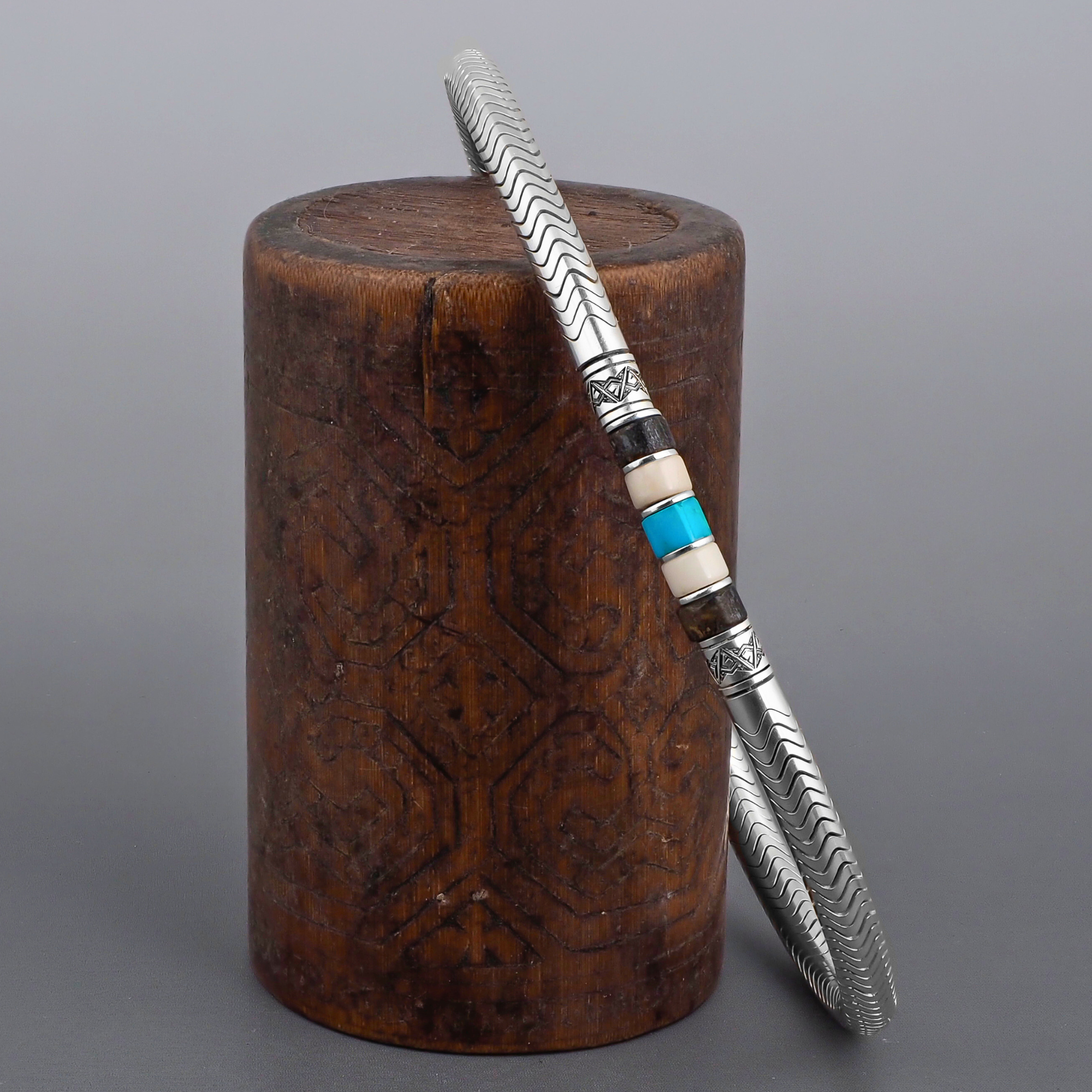 bracelet homme argent et turquoise