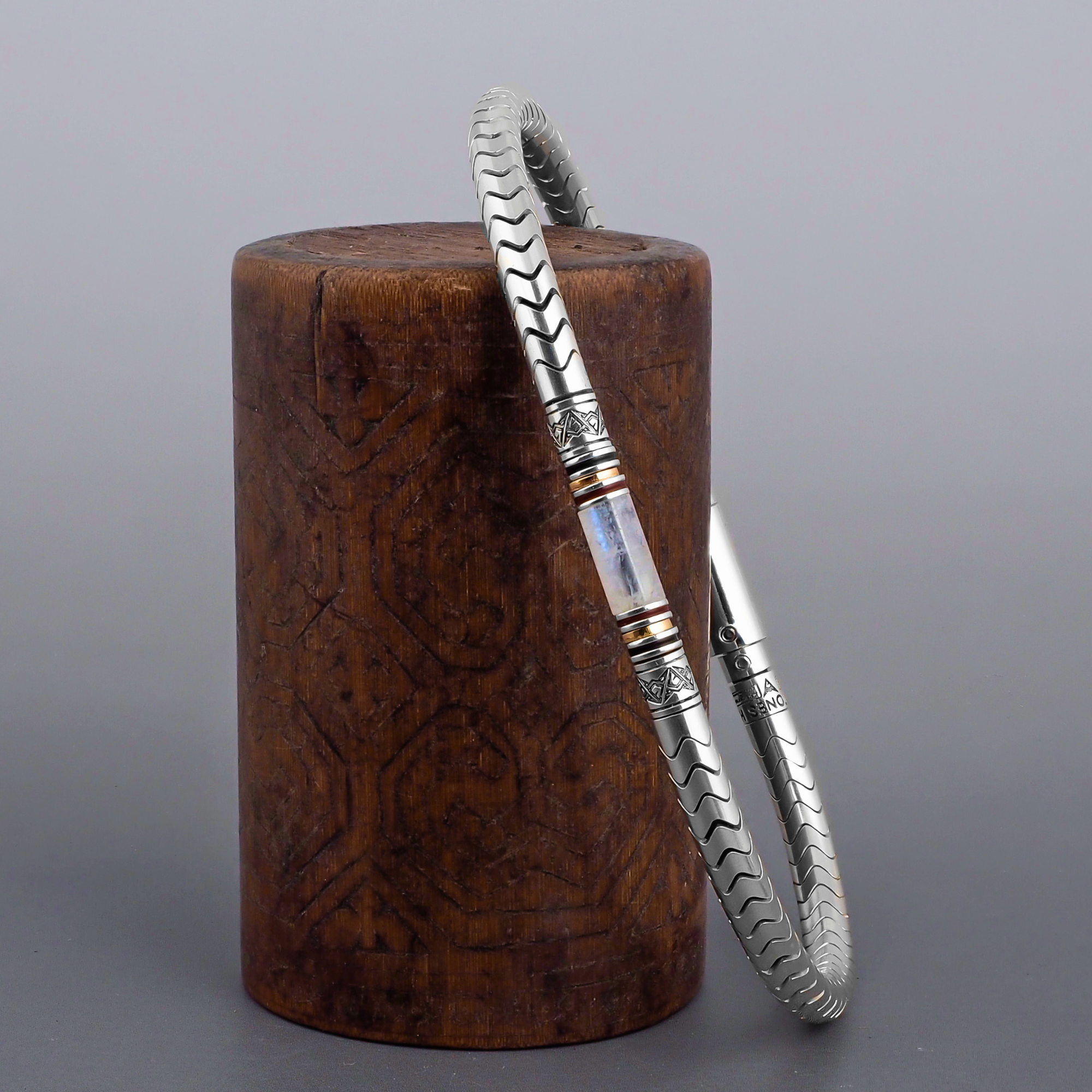 bracelet en argent et pierre de lune pour homme