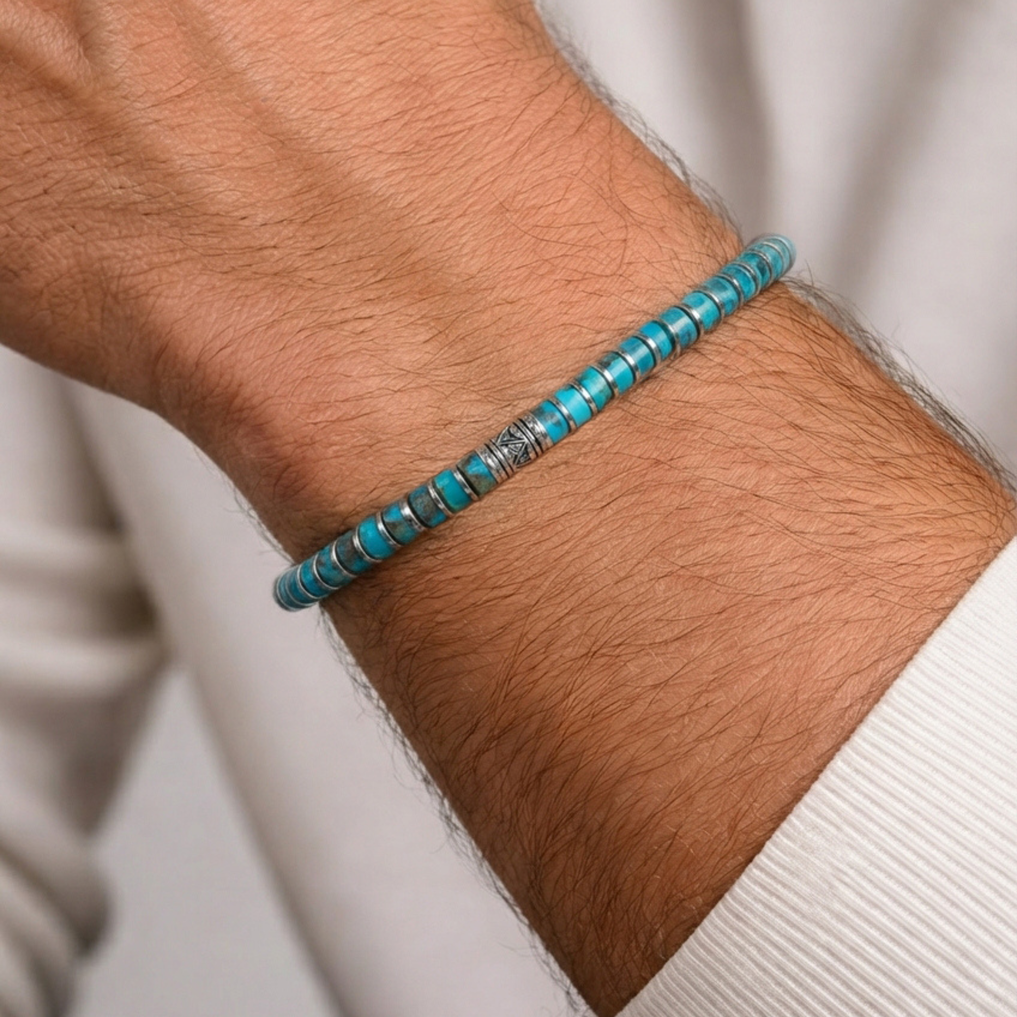 bracelet homme en turquoise véritable