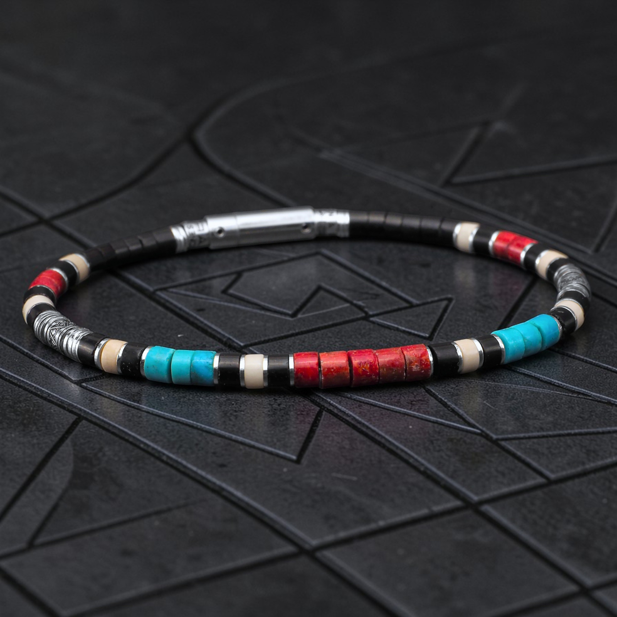 bracelet en corail et turquoise pour homme