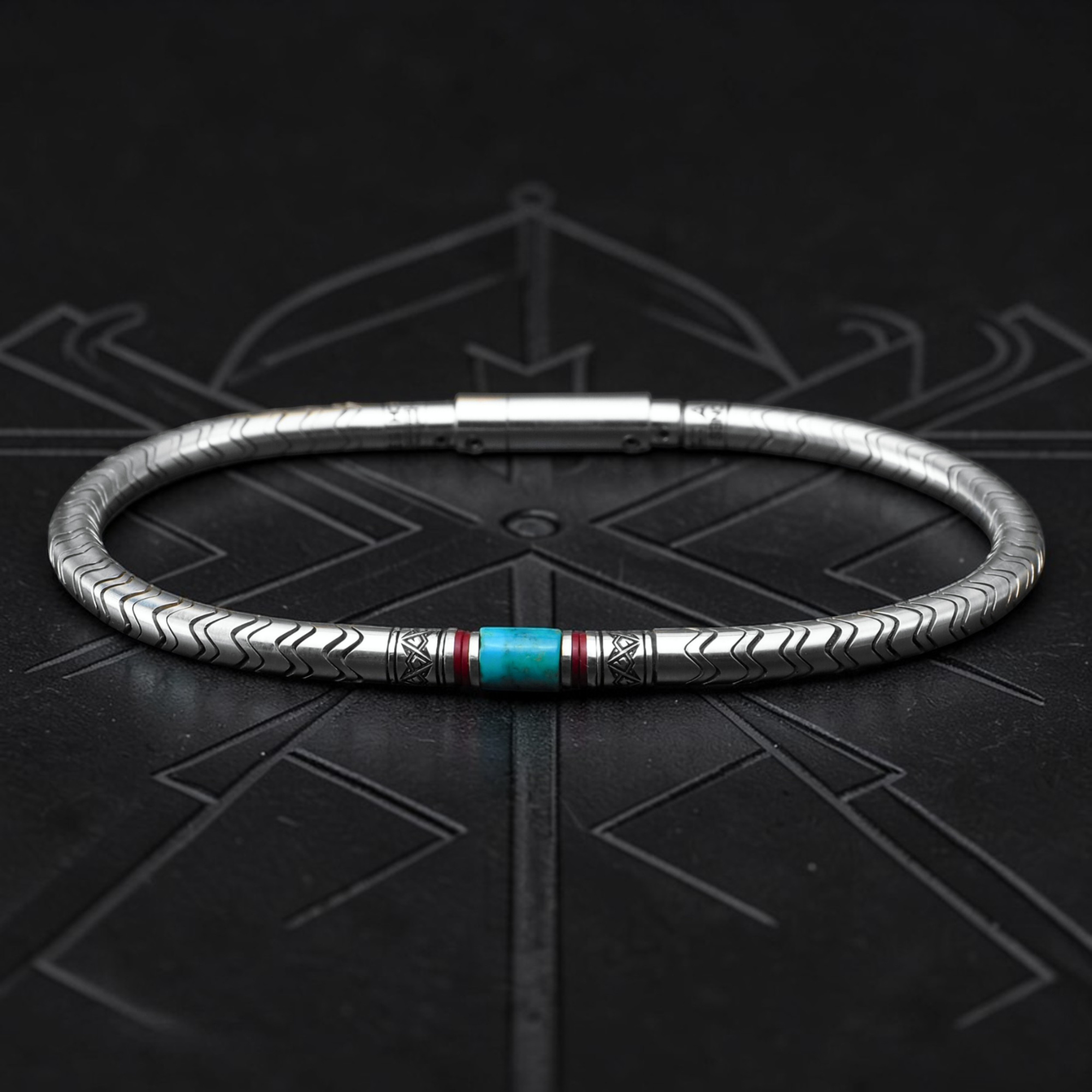 jonc argent et turquoise pour homme