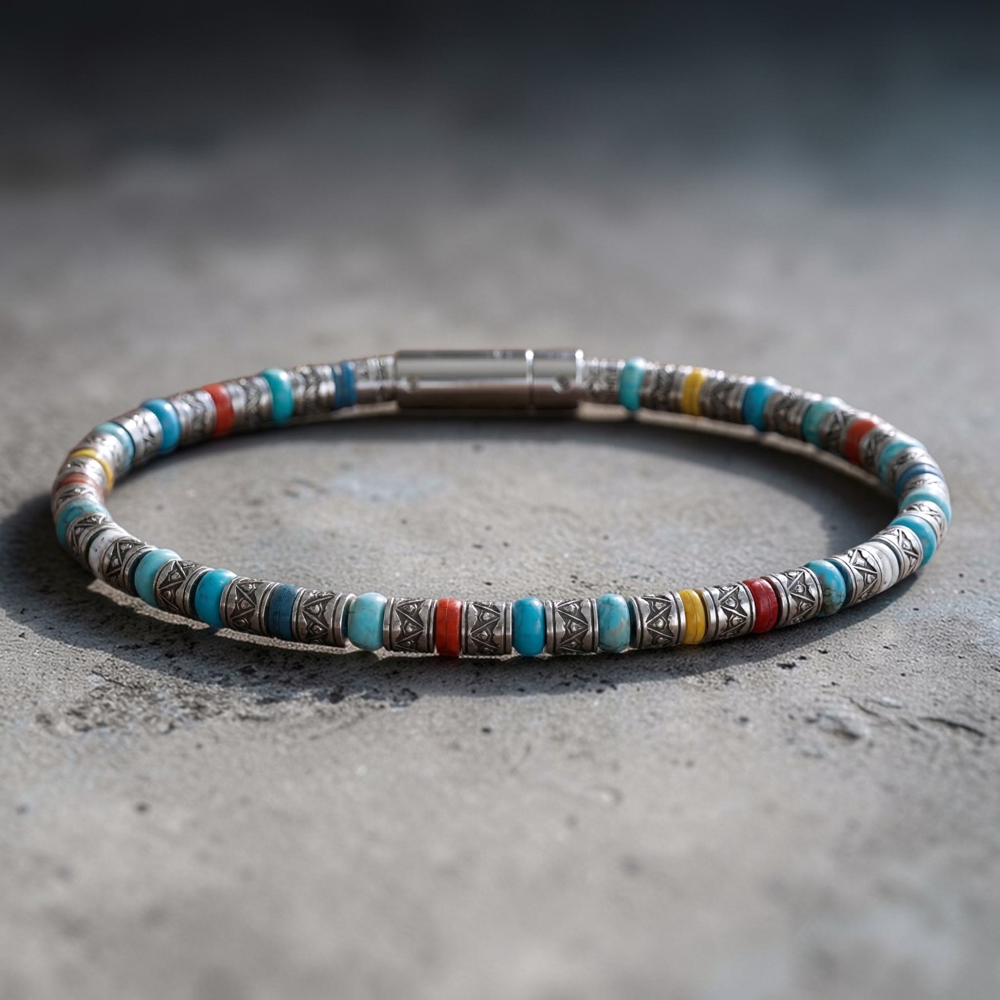 bracelet homme argent et turquoise