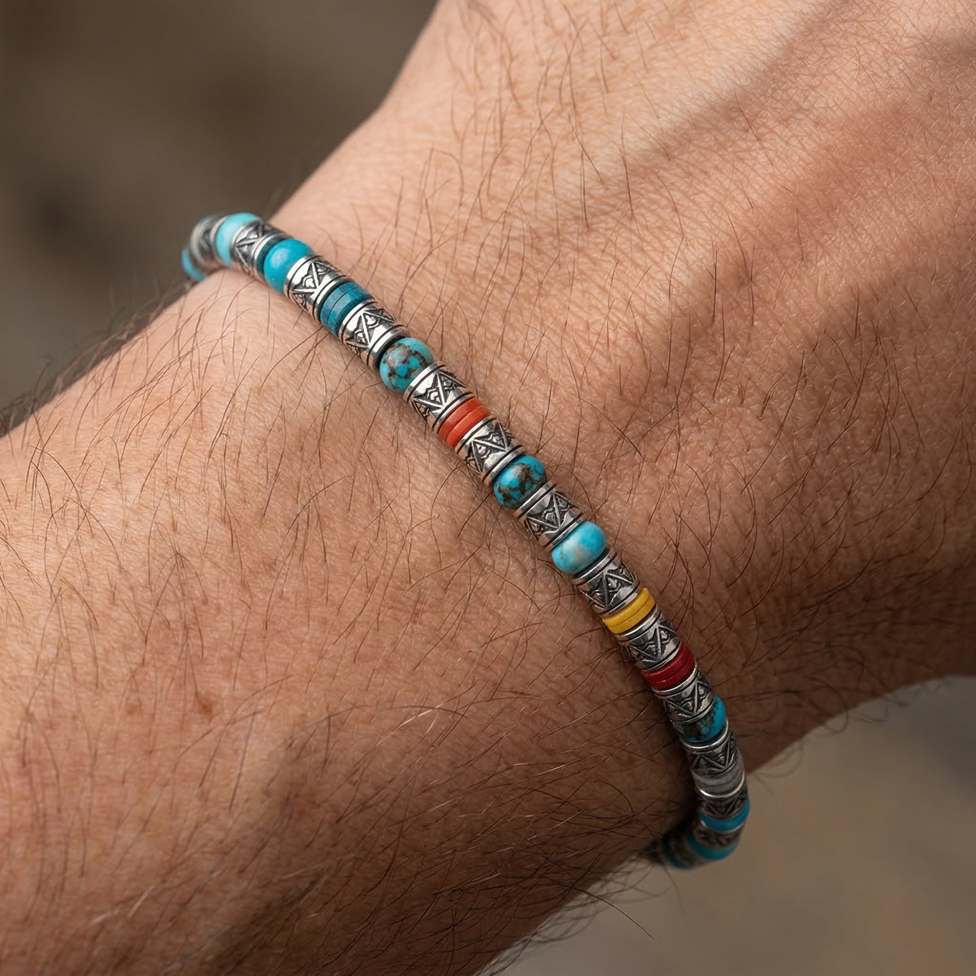 bracelet en turquoise et argent pour homme