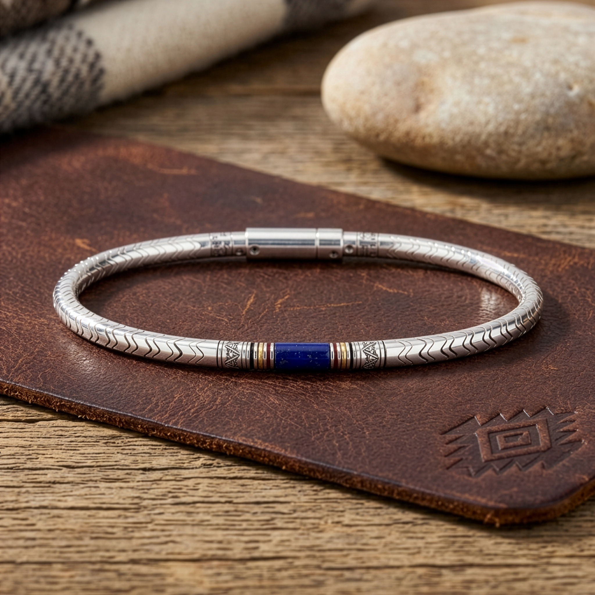 bracelet en lapis lazuli et argent 925 pour homme