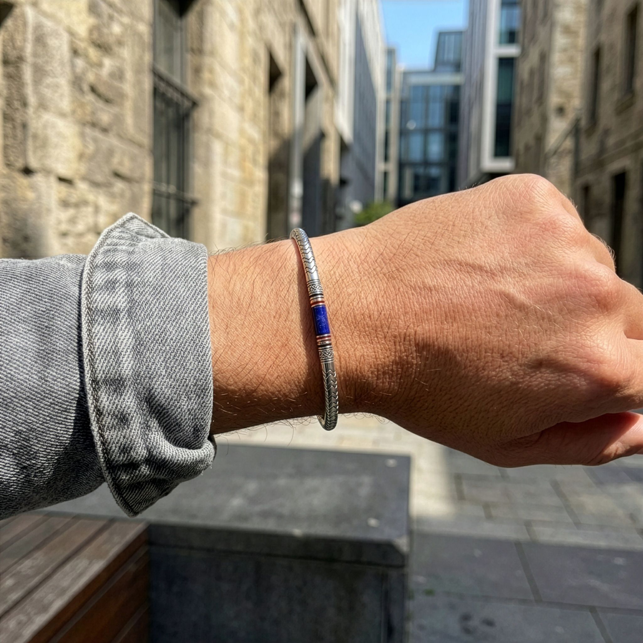 bracelet en lapis lazuli et argent 925 pour homme