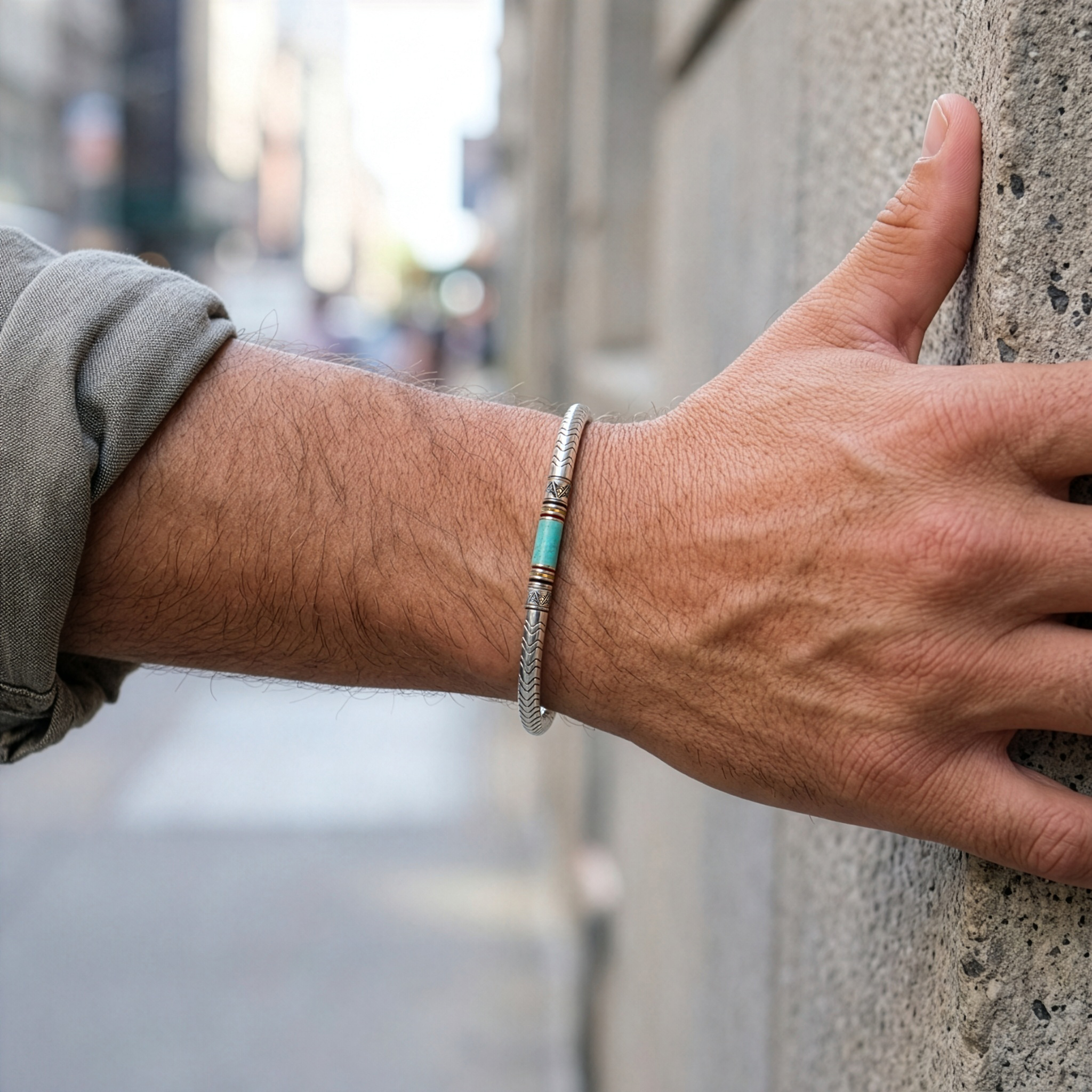 bracelet en amazonite et argent 925 pour homme