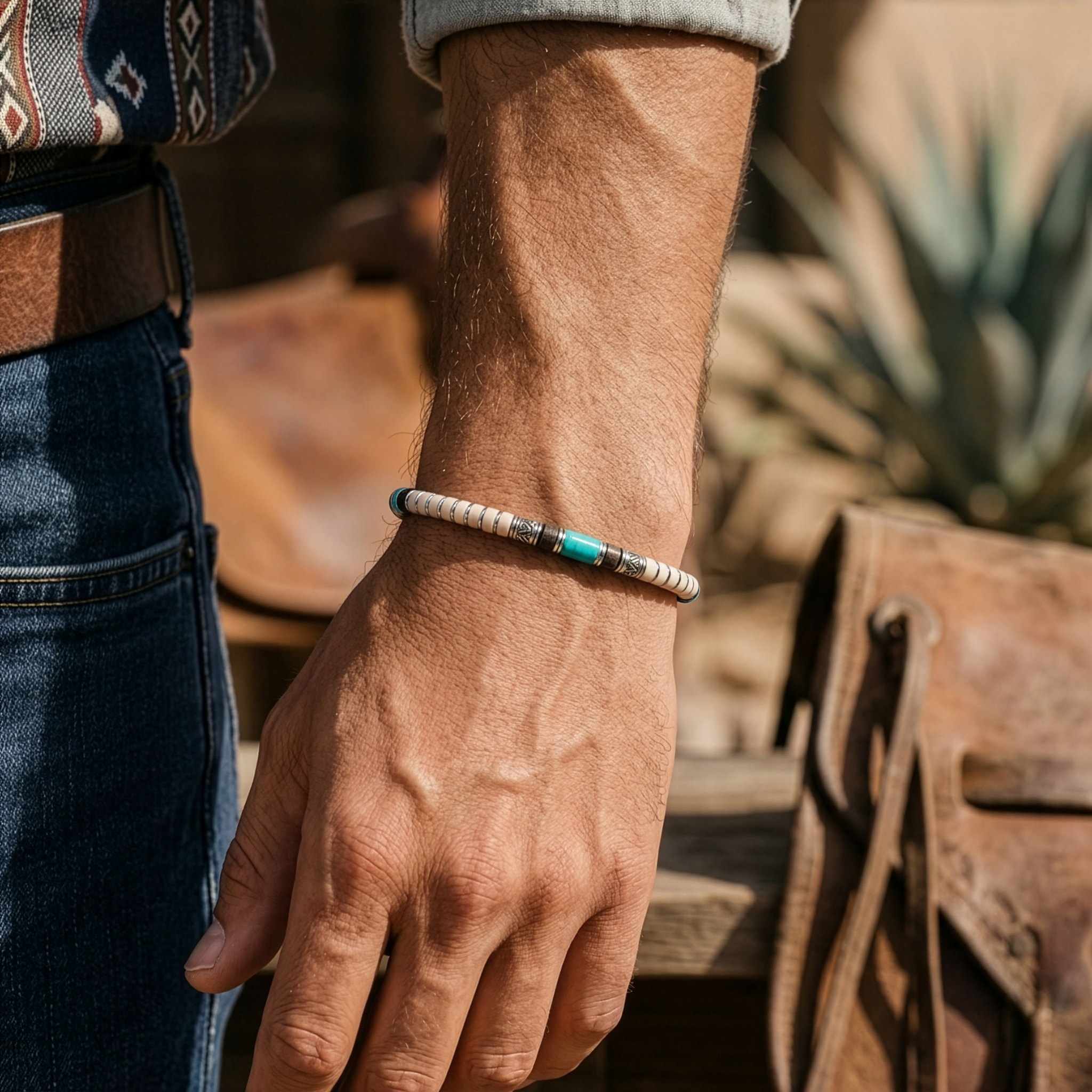 bracelet homme en turquoise et argent