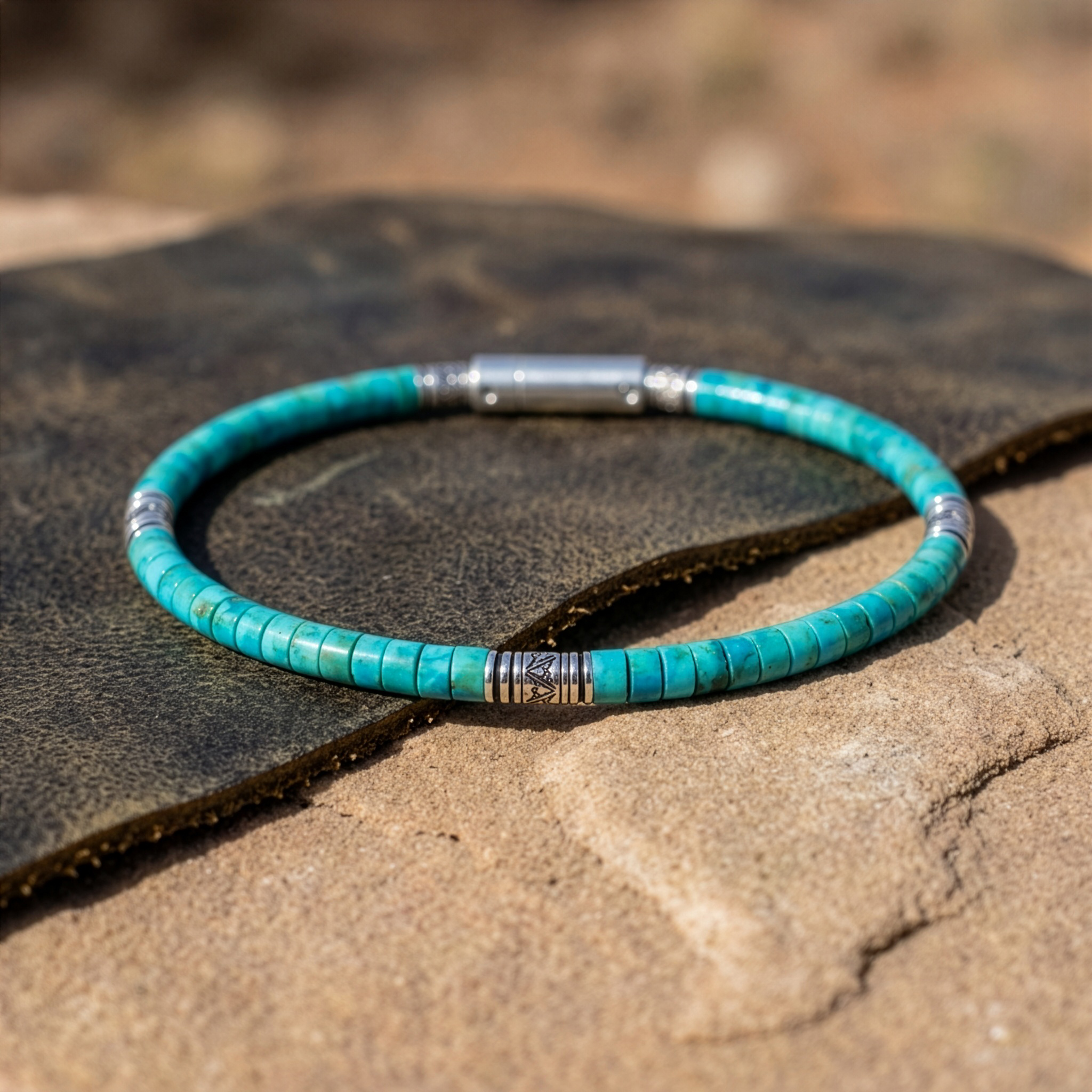 bracelet homme turquoise et argent