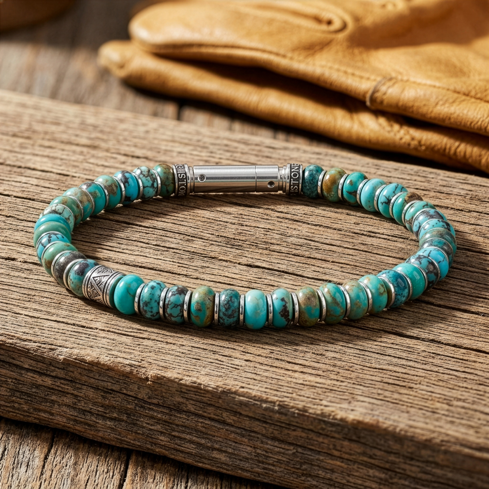 bracelet homme turquoise et argent