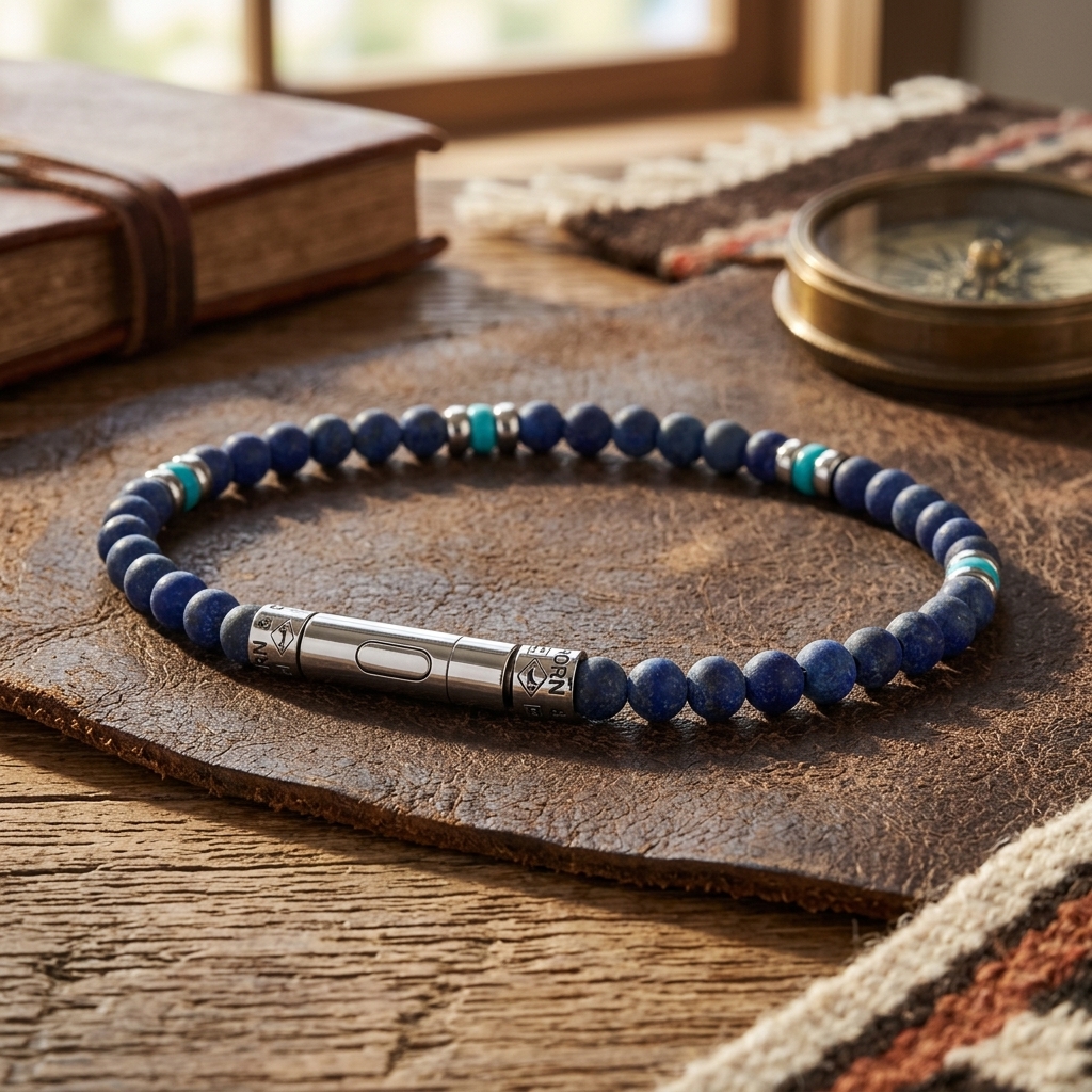 bracelet homme lapis lazuli et turquoise