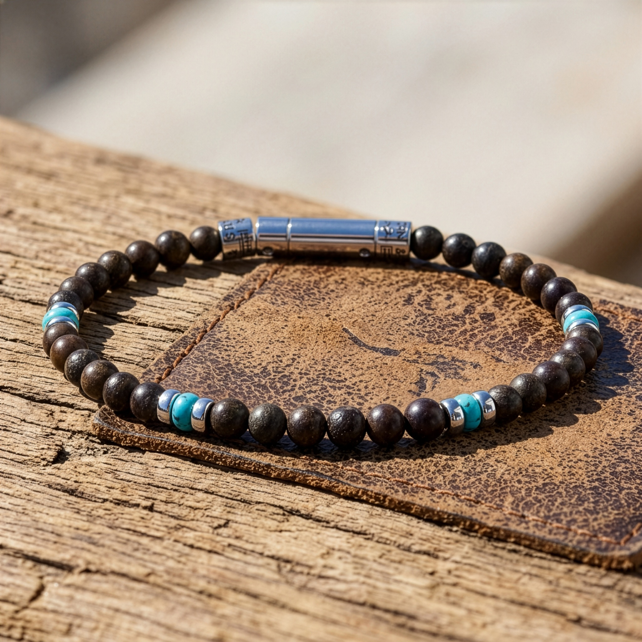bracelet homme pierres et turquoise