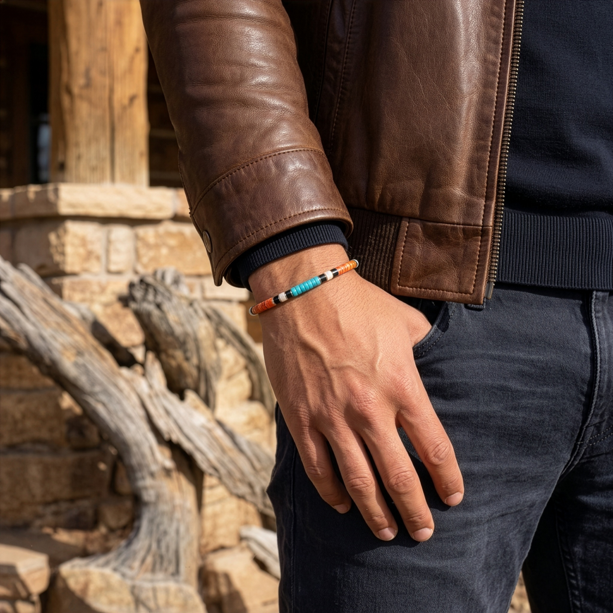 bracelet homme turquoise et argent