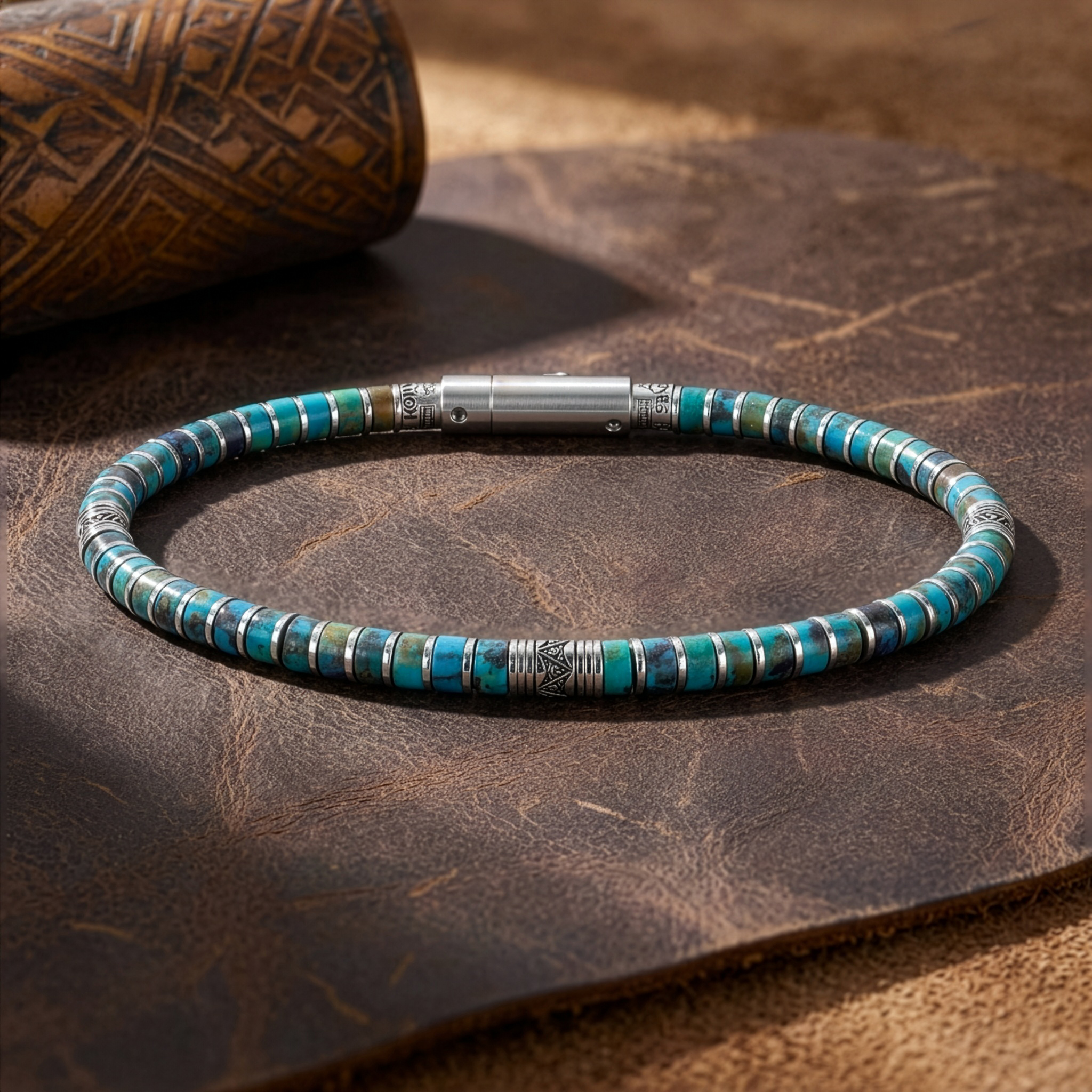bracelet homme turquoise et argent