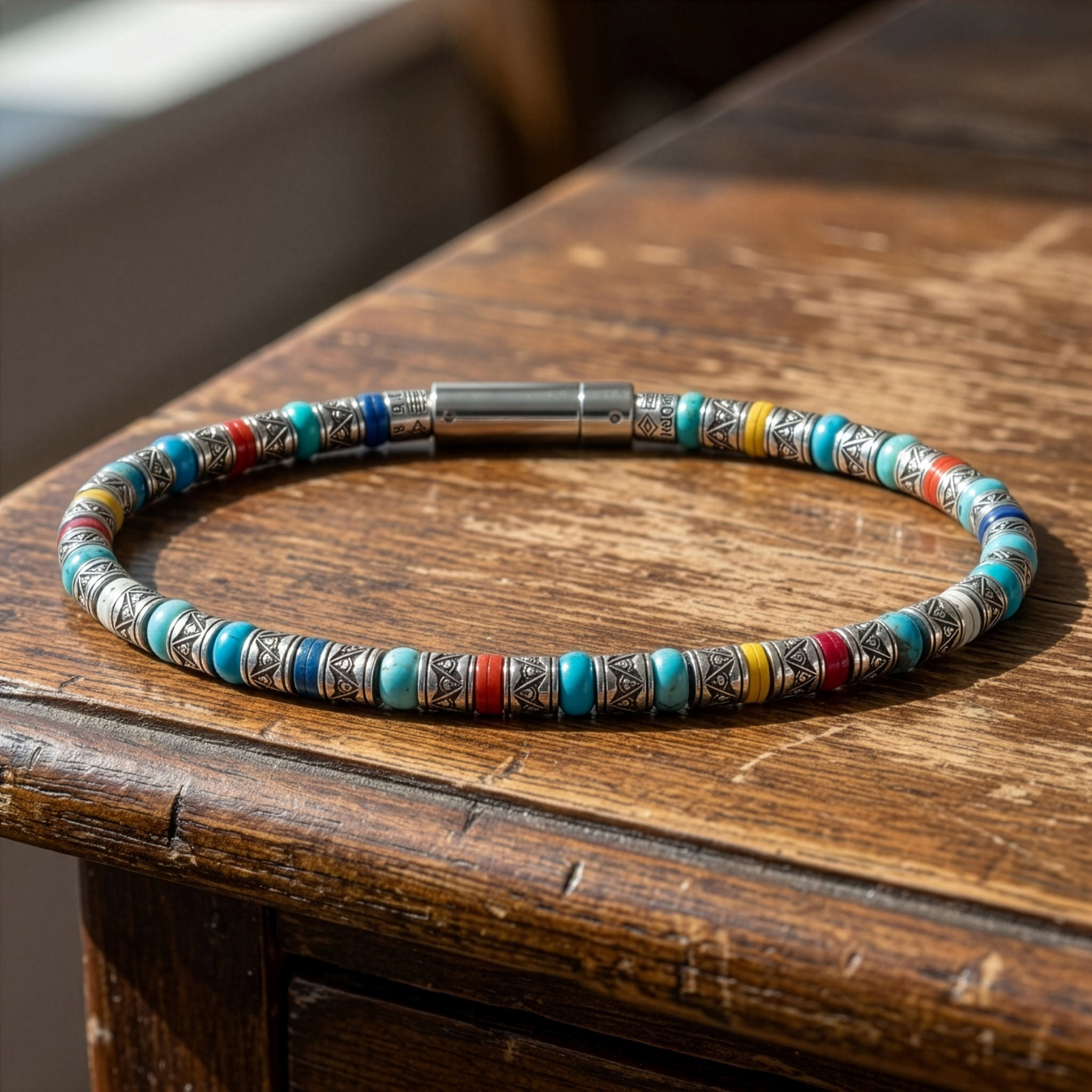 bracelet homme argent et turquoise