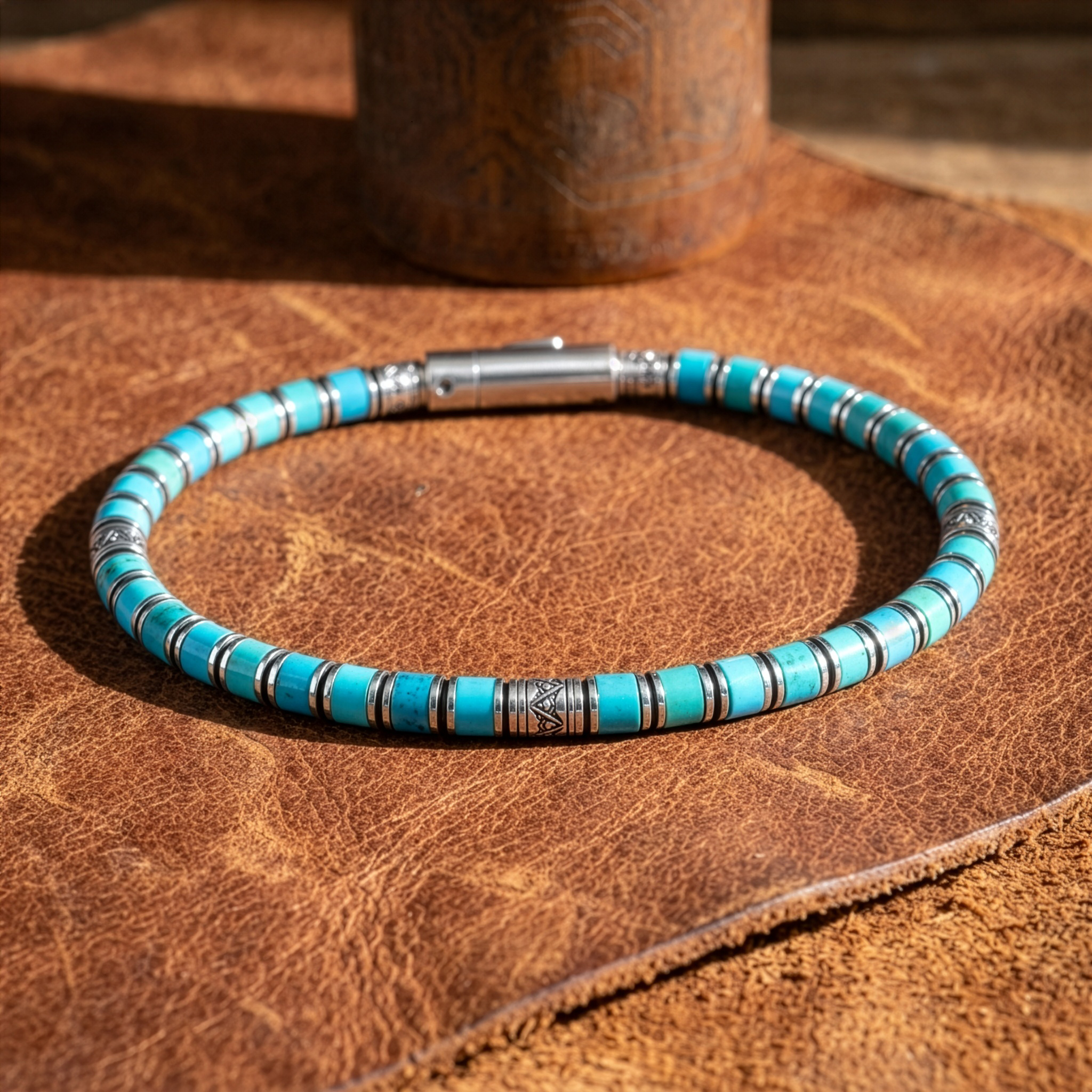 bracelet homme turquoise kingman et argent