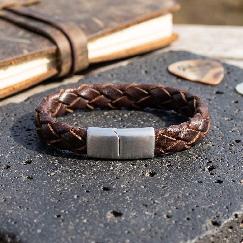 bracelet en cuir tresse pour homme