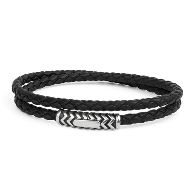 Bracelet homme cuir et argent