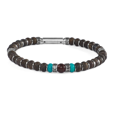 bracelet homme en pierre fine et fossile