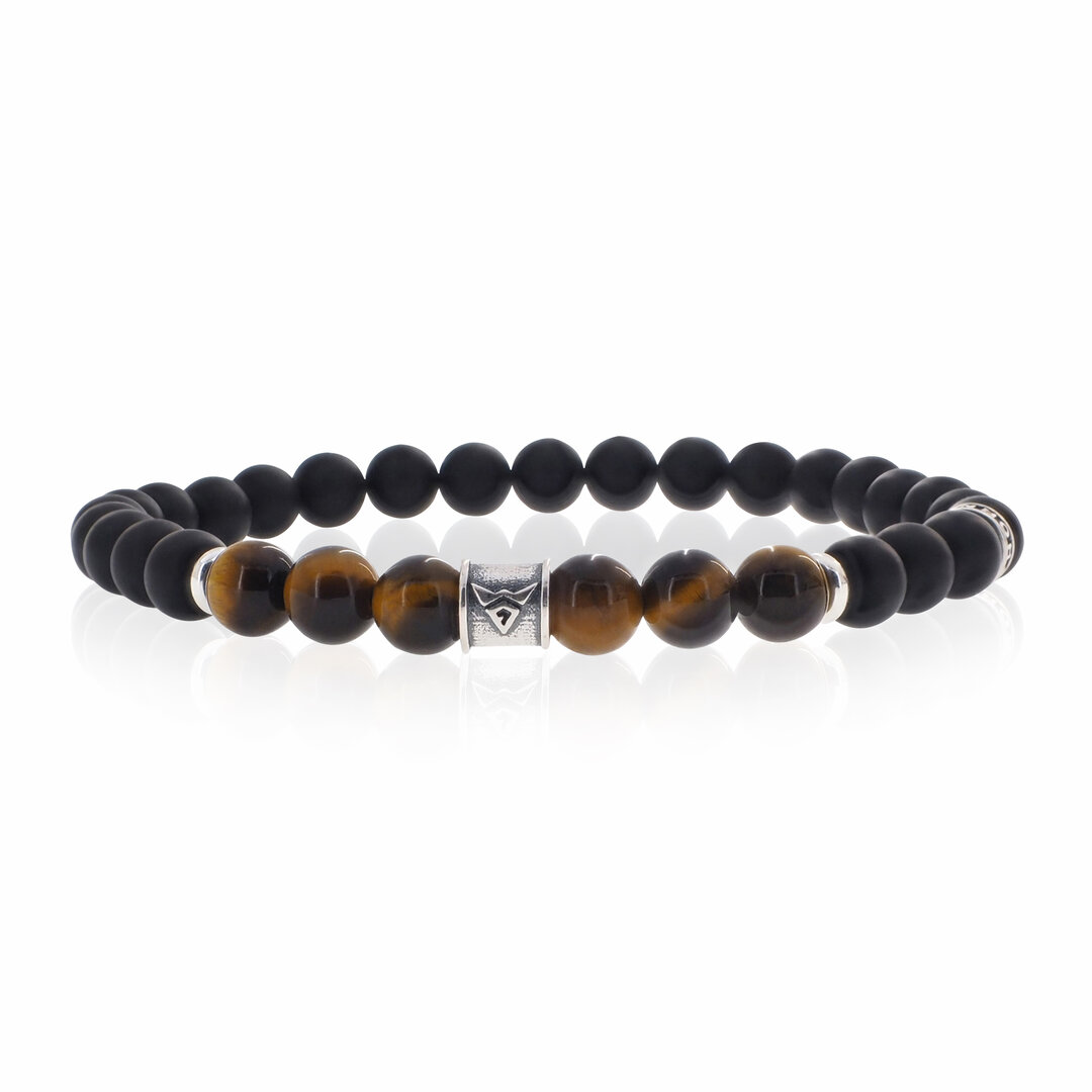 Bracelet Homme En œil De Tigre Naturel 6 Mm - Avec Breloque Hexagone Hématite - Ajustable, Cadeau Spirituel