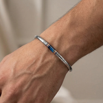 bracelet jonc homme argent  et labradorite