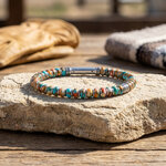 bracelet pierre turquoise et coquillage pour homme