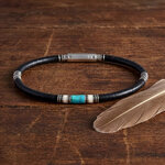 bracelet homme turquoise et vinyle africain