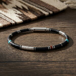 bracelet homme turquoise  argent et vinyle africianbracelet homme turquoise  argent et vinyle africain