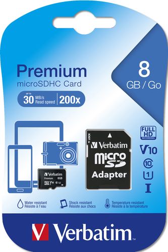 Micro-SD-Card-8-GB-Verbatim-SDHC-C10-w-AD-SC-401-SC