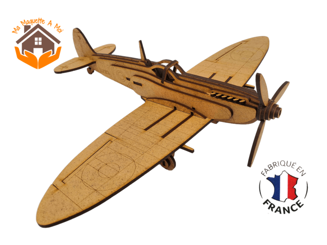 MAQUETTE EN BOIS AVION SPITFIRE GUERRE MONDIALE FABRIQUE EN FRANCE 2