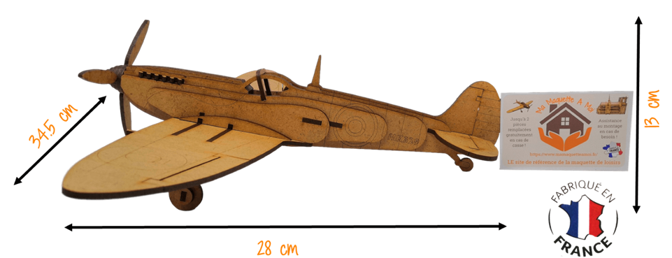 MAQUETTE EN BOIS AVION SPITFIRE GUERRE MONDIALE FABRIQUE EN FRANCE 12