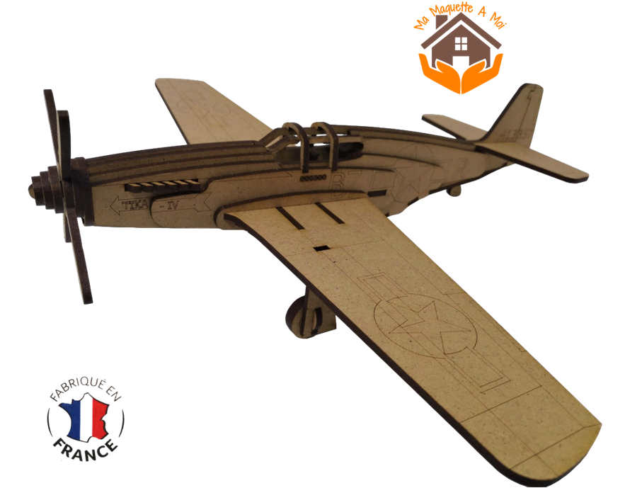 MAQUETTE AVION AMERICAIN MUSTANG P-51 SECONDE GUERRE MONDIALE FABRICATION FRANCAISE 1 B