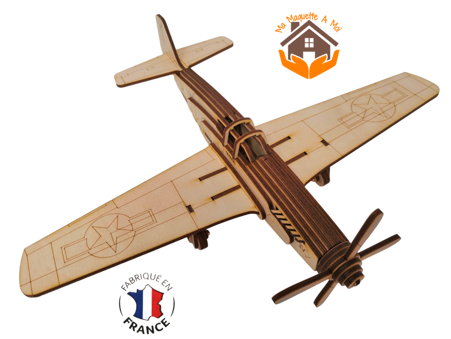 MAQUETTE AVION AMERICAIN MUSTANG P-51 SECONDE GUERRE MONDIALE FABRICATION FRANCAISE 8 B