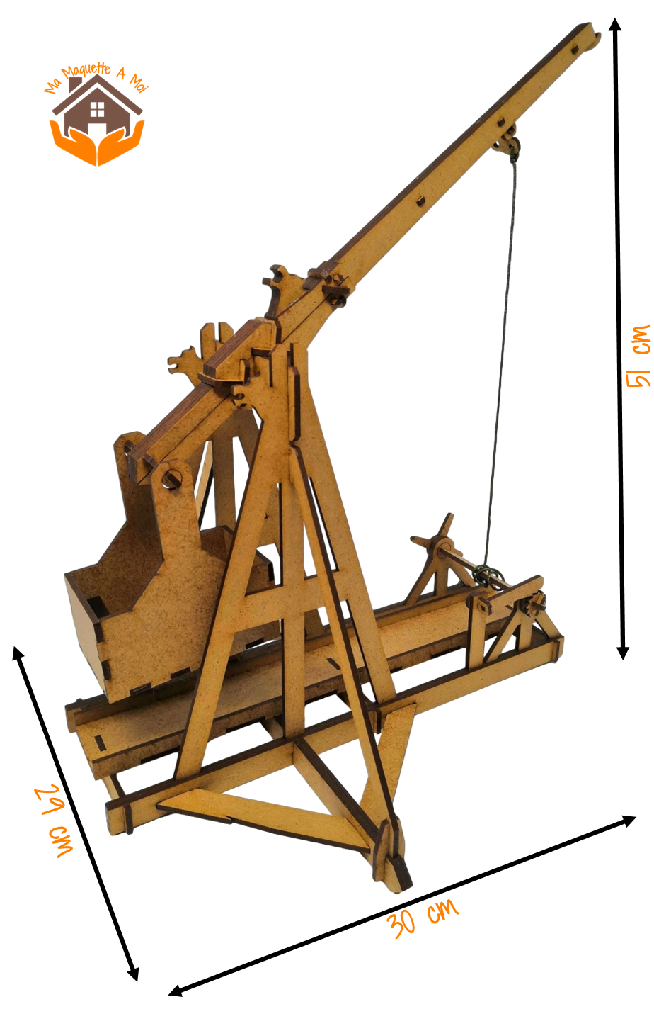 MAQUETTE EN BOIS TREBUCHET EPOQUE MEDIEVALE FABRIQUE EN FRANCE DIMENSIONS