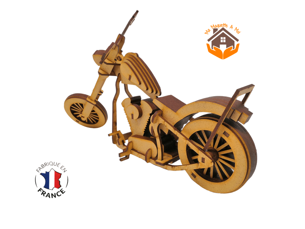 MAQUETTE EN BOIS MOTO CHOPPER HARLEY DAVIDSON 2