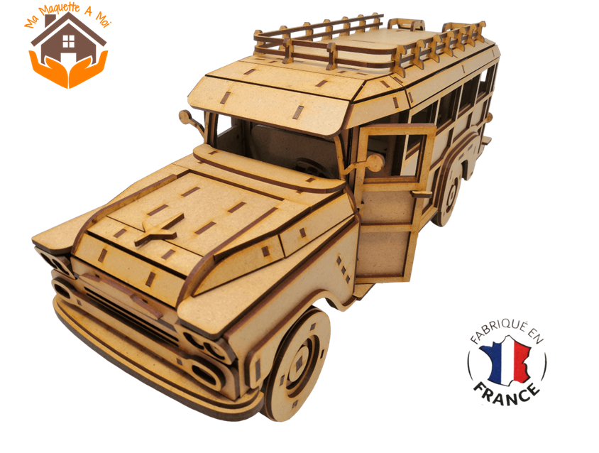 MAQUETTE EN BOIS BUS CHEVY APACHE FABRIQUE EN FRANCE ARTISAN 1