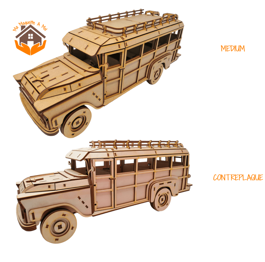 MAQUETTE EN BOIS BUS CHEVY APACHE FABRIQUE EN FRANCE ARTISAN 16