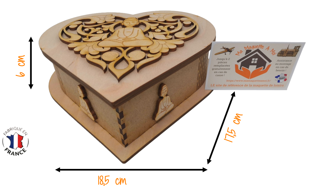 BOITE COEUR YOGA SAINT-VALENTIN MADE IN FRANCE DIMENSIONS