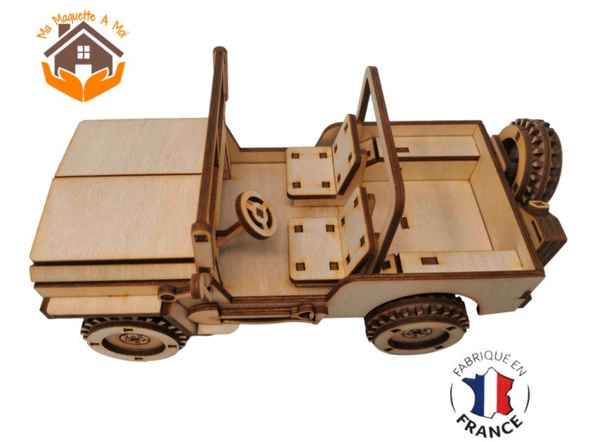Puzzle 3D En Bois - Jeep De L'Armée - Kit De Construction 395 Pièces (Neuf)