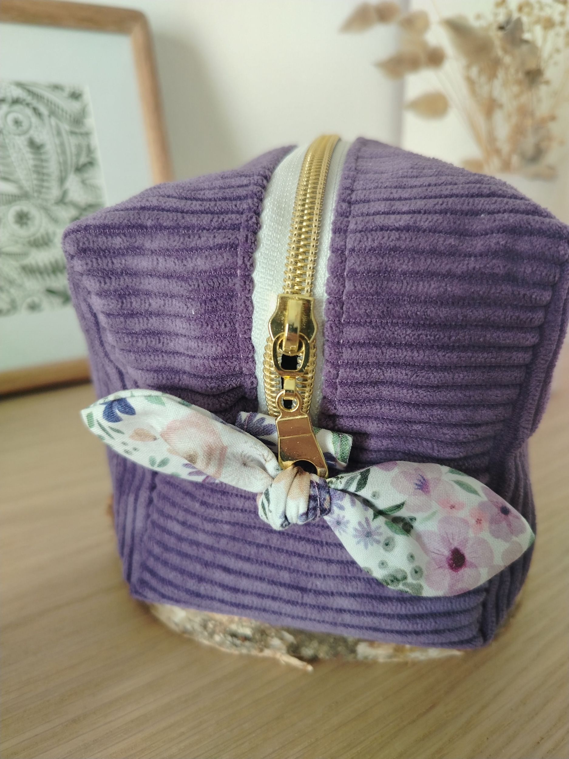 trousse de toilette en velours côtelé