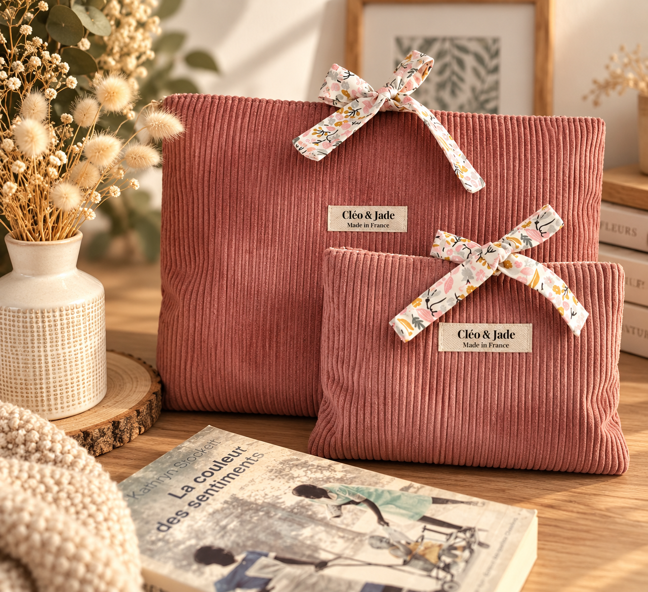 Pochette à livre broché en velours