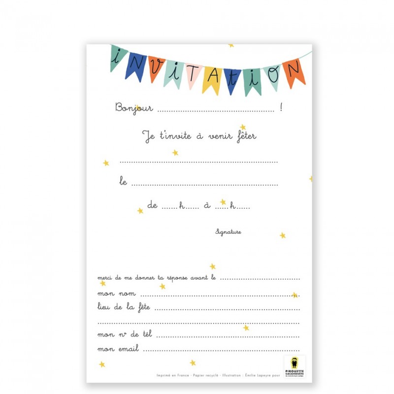 Cartes d'invitation anniversaire Made in France Oiseau - Pirouette  Cacahouète