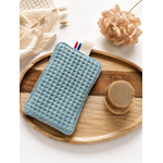 Eponge réutilisable en nid d'abeille et toile de jute Bleu