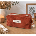 Trousse artisanale en velours terra cota