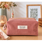 Trousse en velours cotelé rose