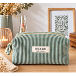 Trousse en velours côtelé vert deau