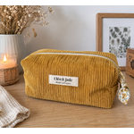 Trousse en velours cousu main couleur moutarde